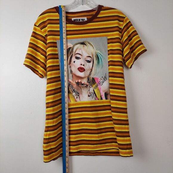 Birds Of Prey DC Harley Quinn Unisex SMALL Cotton Striped Tee Shirt HOT TOPICS - Picture 4 of 7